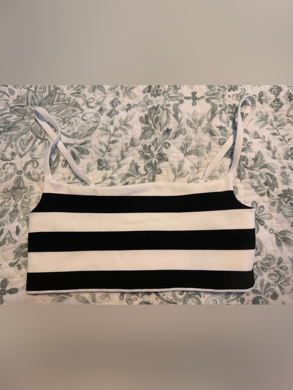 FP Movement by Free People Black and White Striped Cropped Tank